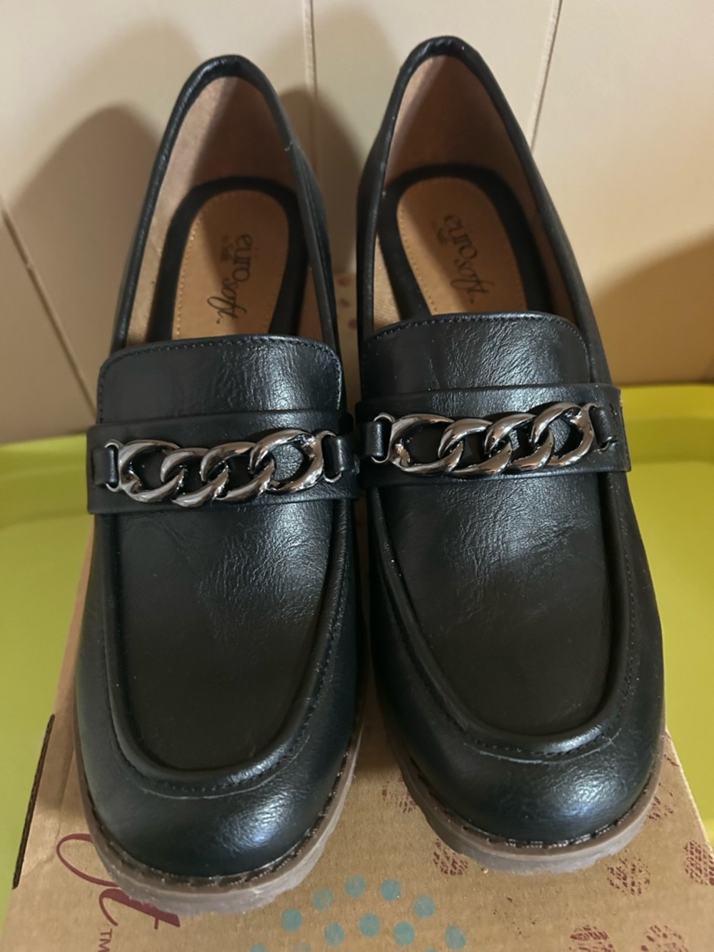 Black Chain-Detail Women's Loafers